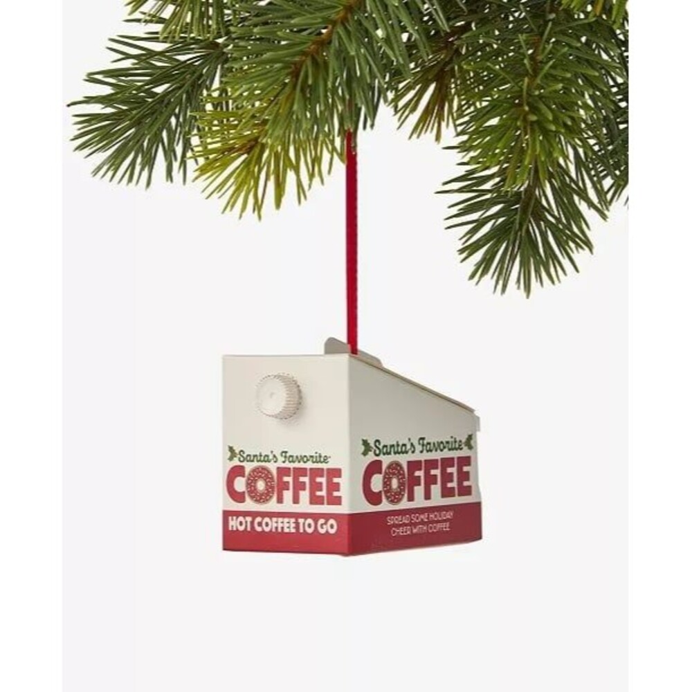 Macy’s Santa's Favorite Coffee box Hot Coffee To Go Christmas Ornament foodie